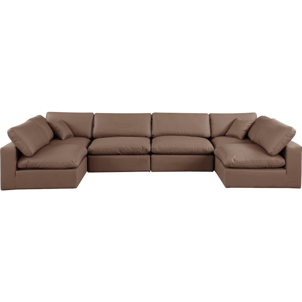 Comfy Brown Vegan Leather Modular Sectional