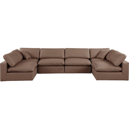 Comfy Brown Vegan Leather Modular Sectional
