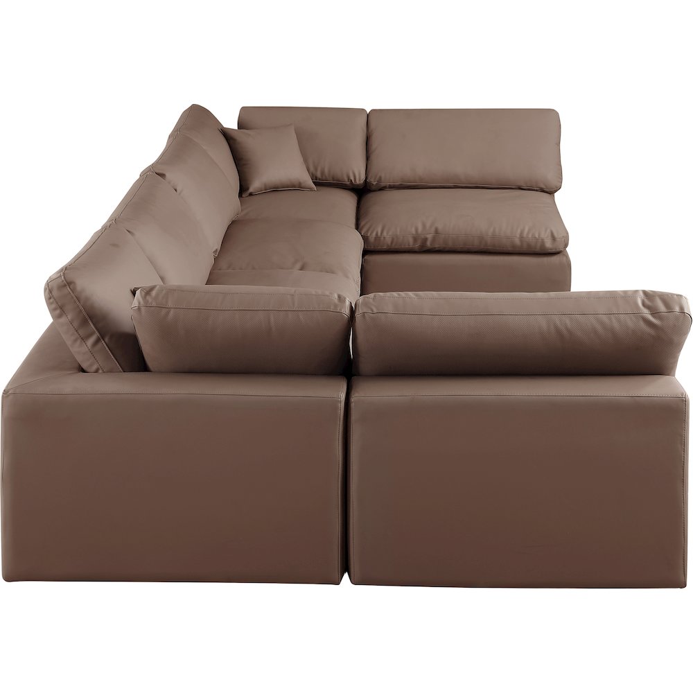 Comfy Brown Vegan Leather Modular Sectional