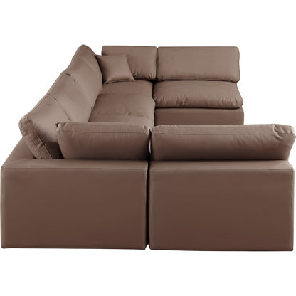 Comfy Brown Vegan Leather Modular Sectional