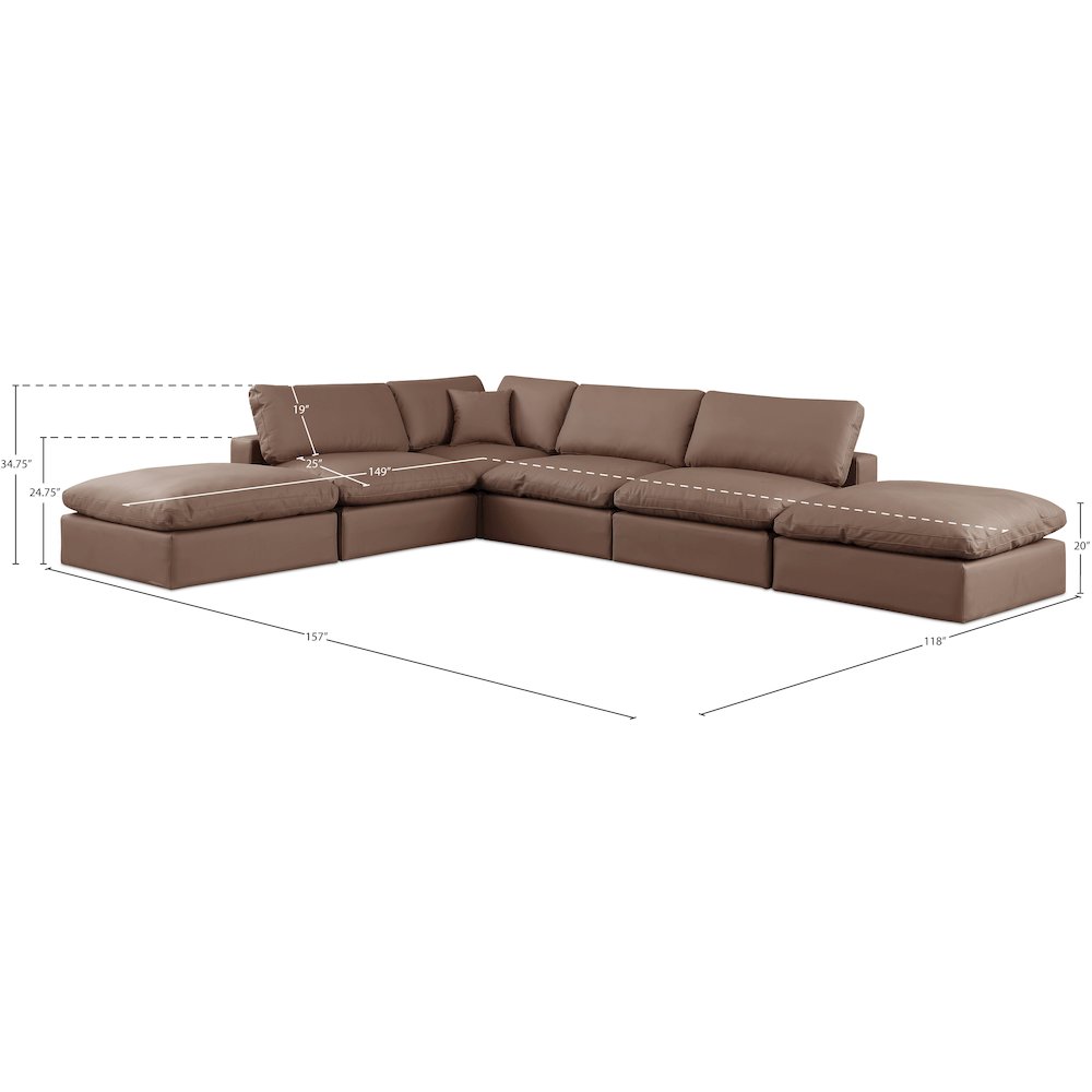 Comfy Brown Vegan Leather Modular Sectional