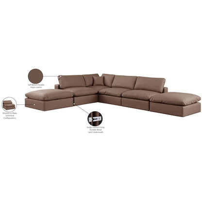 Comfy Brown Vegan Leather Modular Sectional
