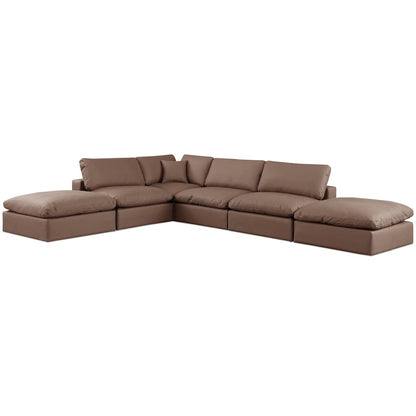 Comfy Brown Vegan Leather Modular Sectional