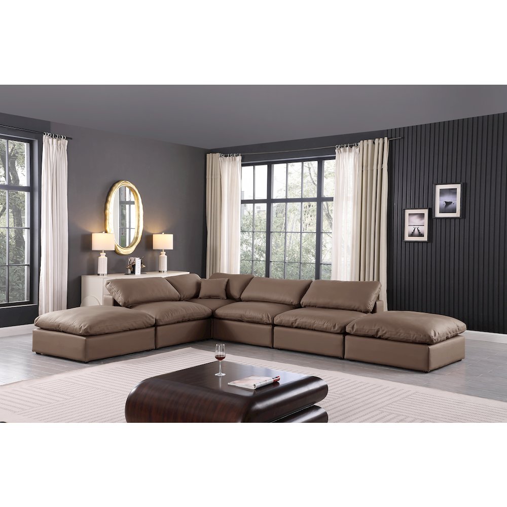 Comfy Brown Vegan Leather Modular Sectional