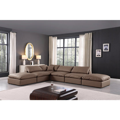 Comfy Brown Vegan Leather Modular Sectional
