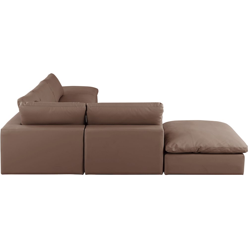 Comfy Brown Vegan Leather Modular Sectional