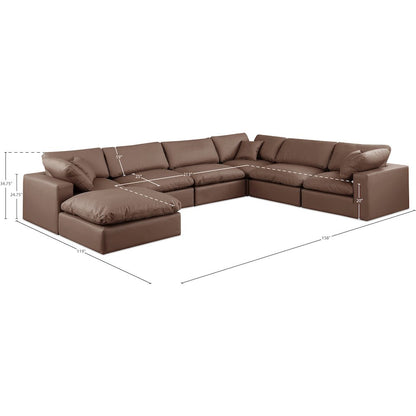 Comfy Brown Vegan Leather Modular Sectional