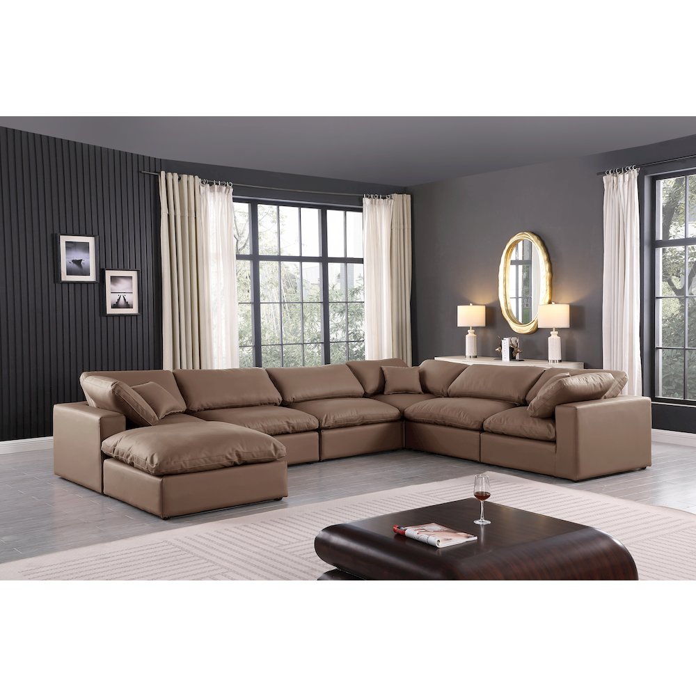 Comfy Brown Vegan Leather Modular Sectional