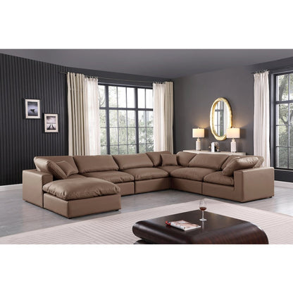 Comfy Brown Vegan Leather Modular Sectional