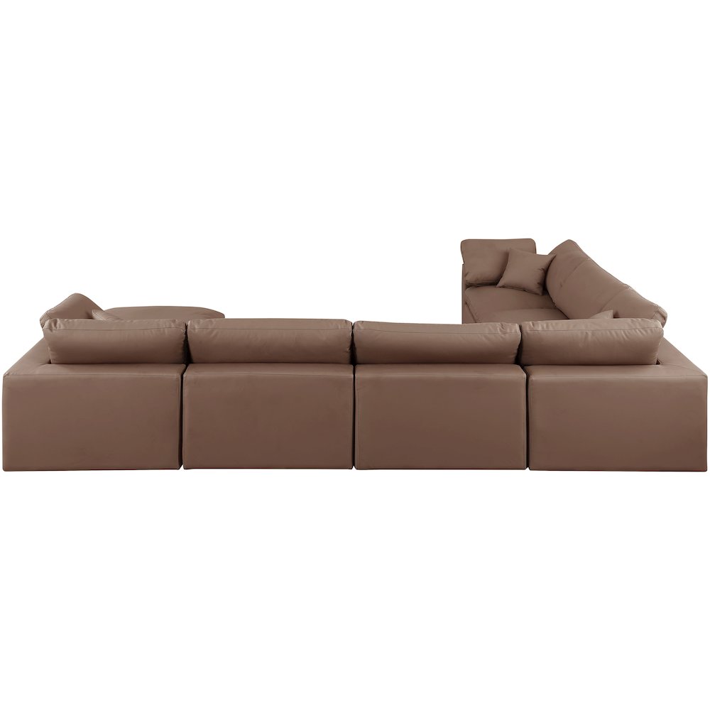 Comfy Brown Vegan Leather Modular Sectional