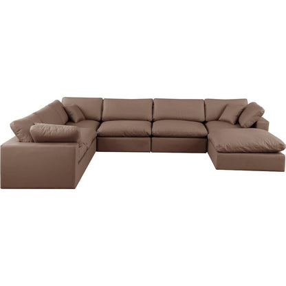 Comfy Brown Vegan Leather Modular Sectional