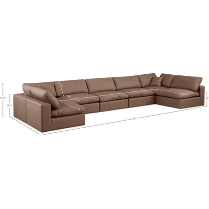 Comfy Brown Vegan Leather Modular Sectional