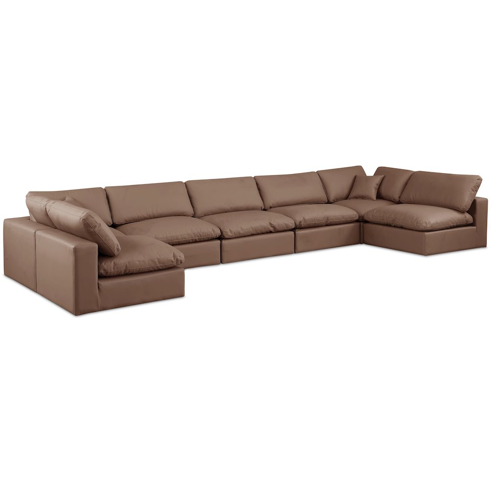 Comfy Brown Vegan Leather Modular Sectional