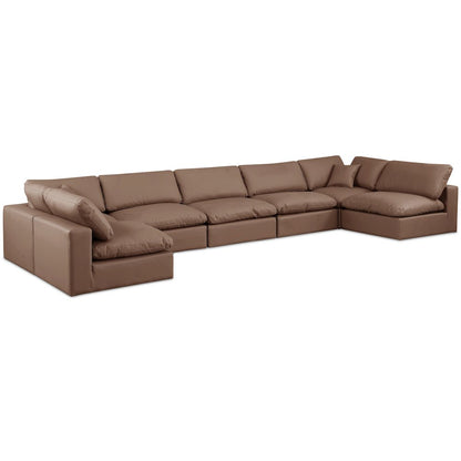 Comfy Brown Vegan Leather Modular Sectional