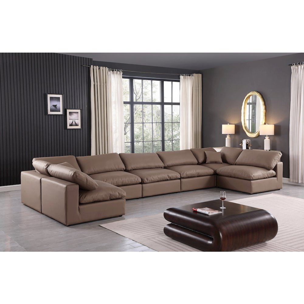 Comfy Brown Vegan Leather Modular Sectional