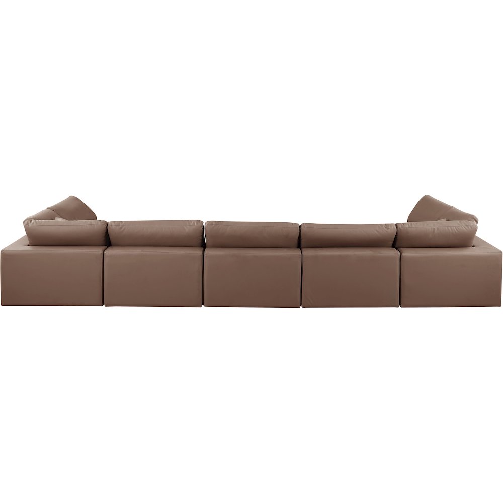 Comfy Brown Vegan Leather Modular Sectional