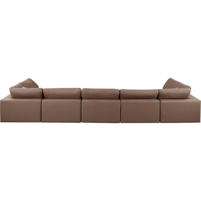 Comfy Brown Vegan Leather Modular Sectional