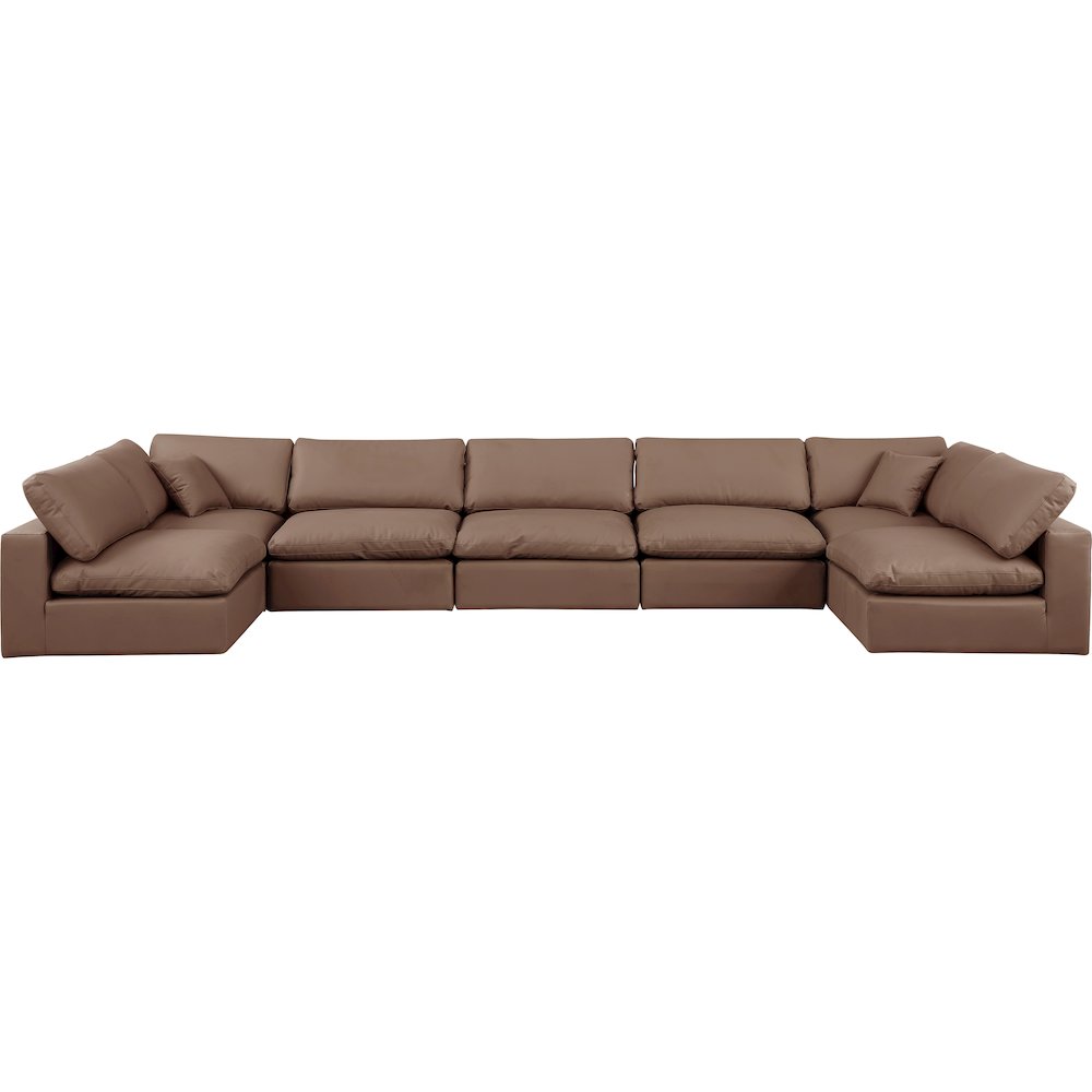 Comfy Brown Vegan Leather Modular Sectional