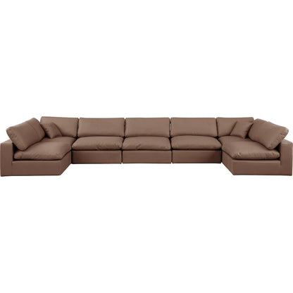 Comfy Brown Vegan Leather Modular Sectional