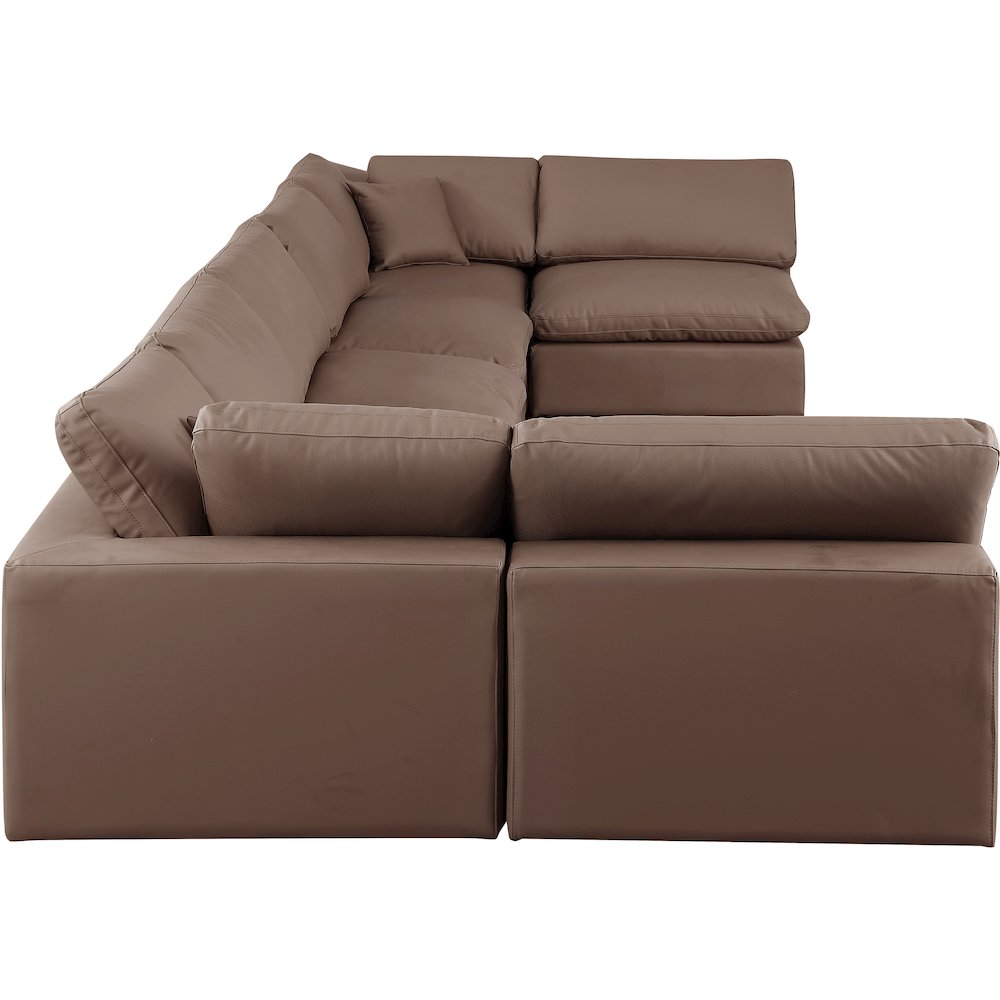 Comfy Brown Vegan Leather Modular Sectional