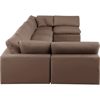 Comfy Brown Vegan Leather Modular Sectional