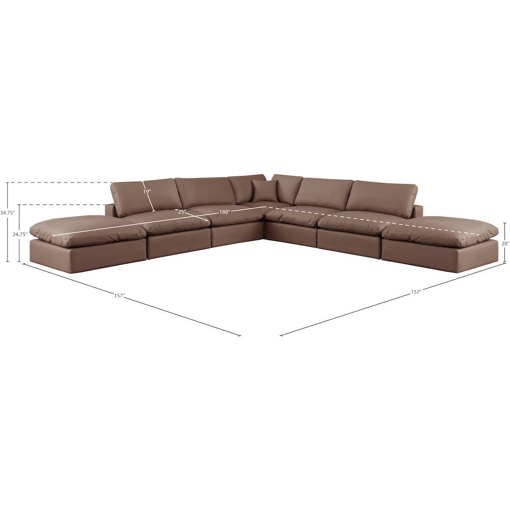 Comfy Brown Vegan Leather Modular Sectional