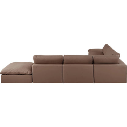 Comfy Brown Vegan Leather Modular Sectional