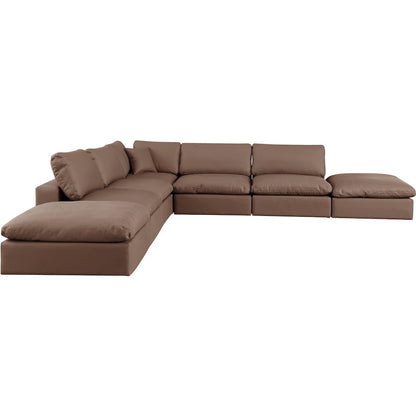 Comfy Brown Vegan Leather Modular Sectional