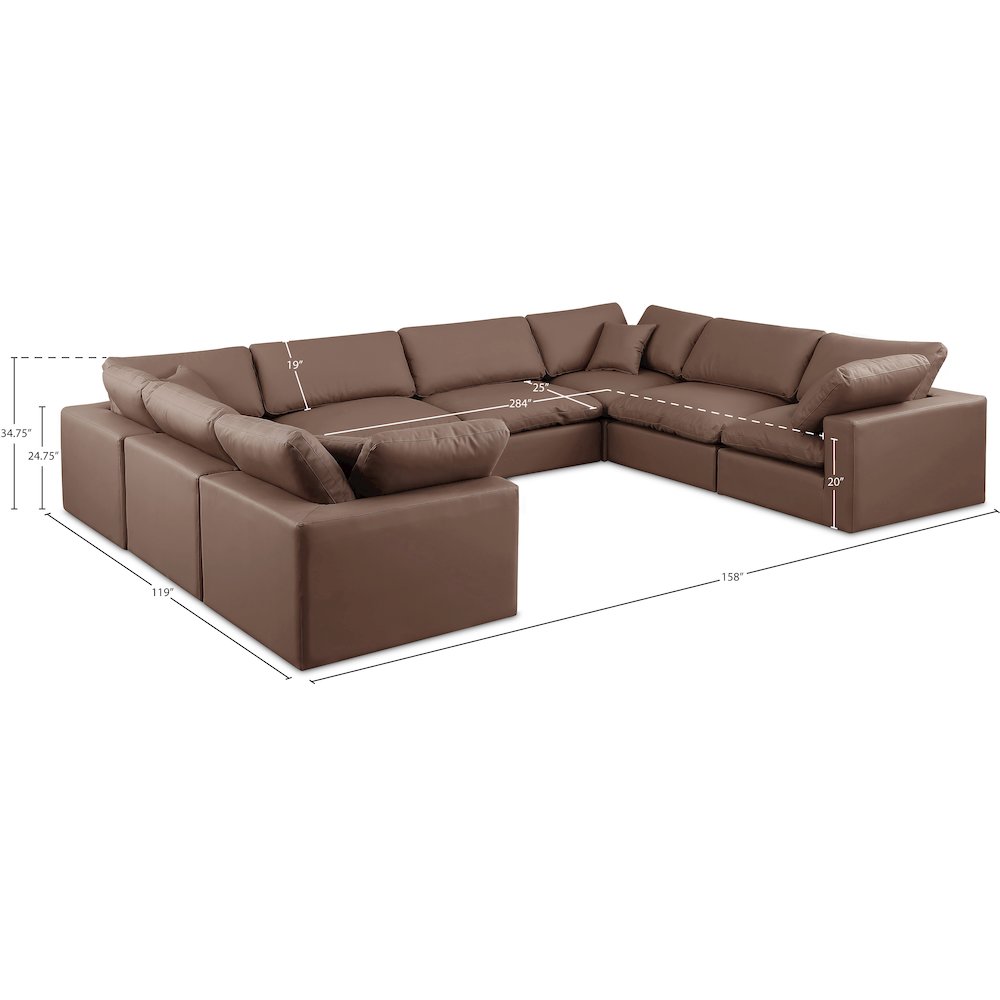 Comfy Brown Vegan Leather Modular Sectional