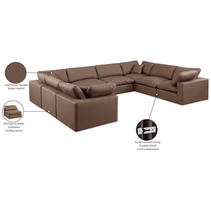 Comfy Brown Vegan Leather Modular Sectional