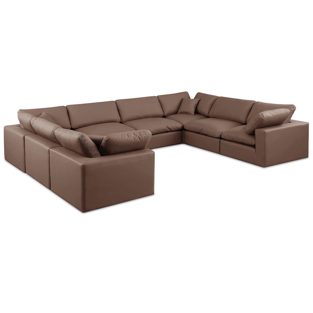 Comfy Brown Vegan Leather Modular Sectional