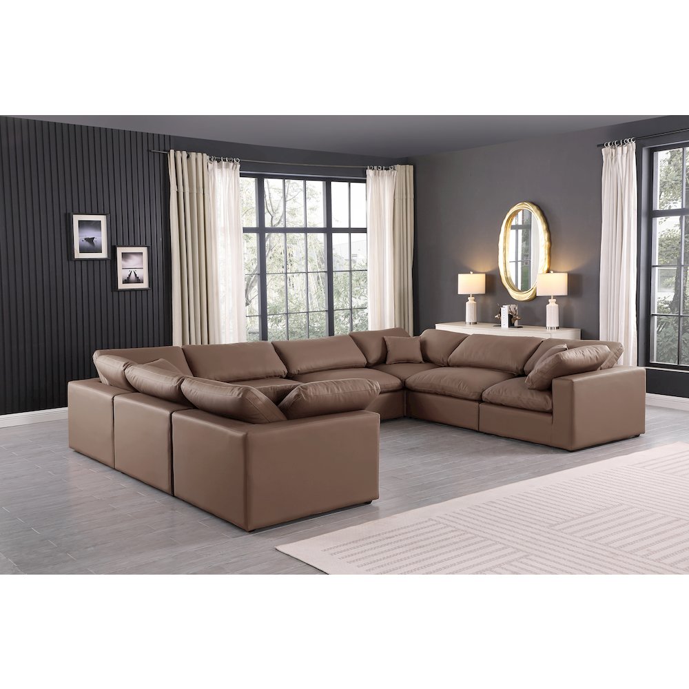 Comfy Brown Vegan Leather Modular Sectional