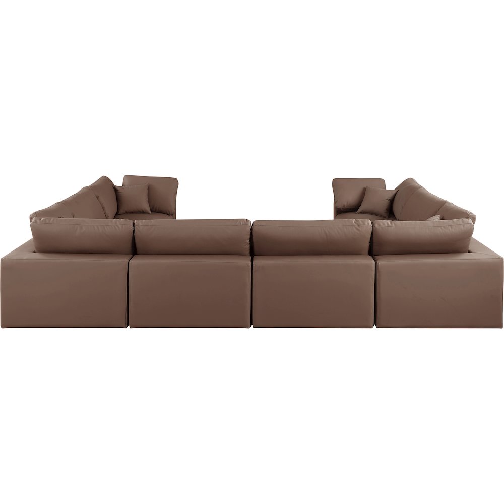 Comfy Brown Vegan Leather Modular Sectional