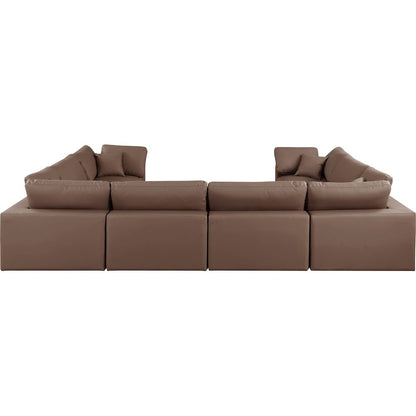 Comfy Brown Vegan Leather Modular Sectional