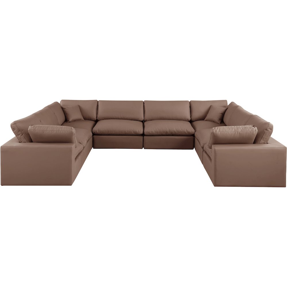 Comfy Brown Vegan Leather Modular Sectional