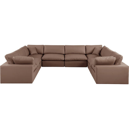 Comfy Brown Vegan Leather Modular Sectional