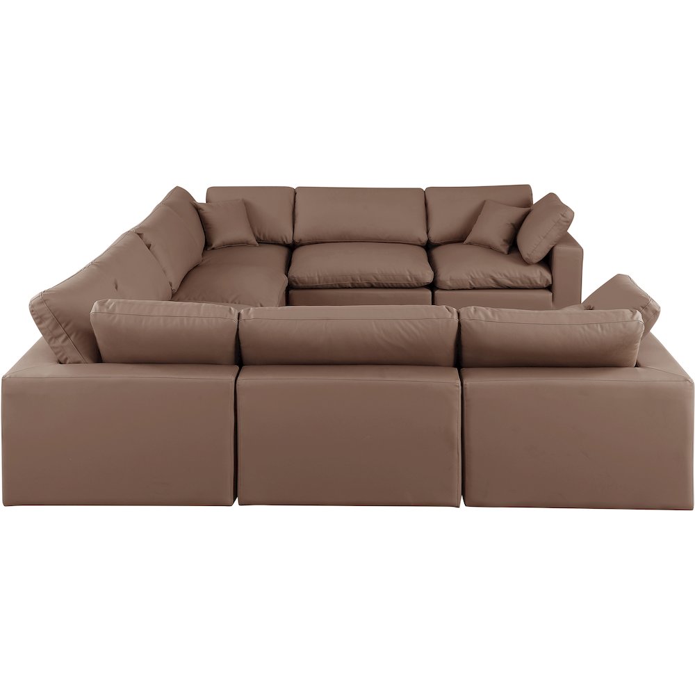 Comfy Brown Vegan Leather Modular Sectional
