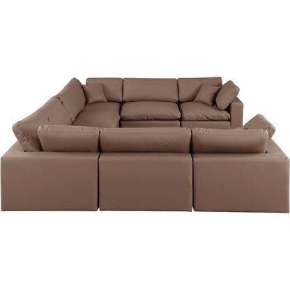 Comfy Brown Vegan Leather Modular Sectional
