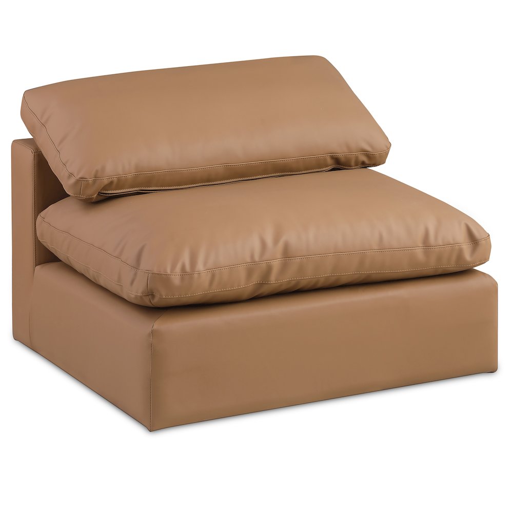 Comfy Cognac Vegan Leather Modular Armless Chair