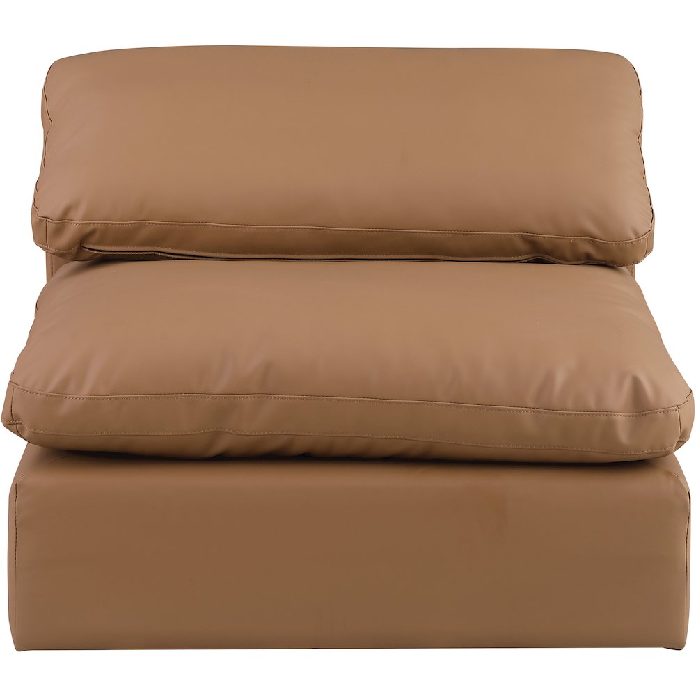 Comfy Cognac Vegan Leather Modular Armless Chair