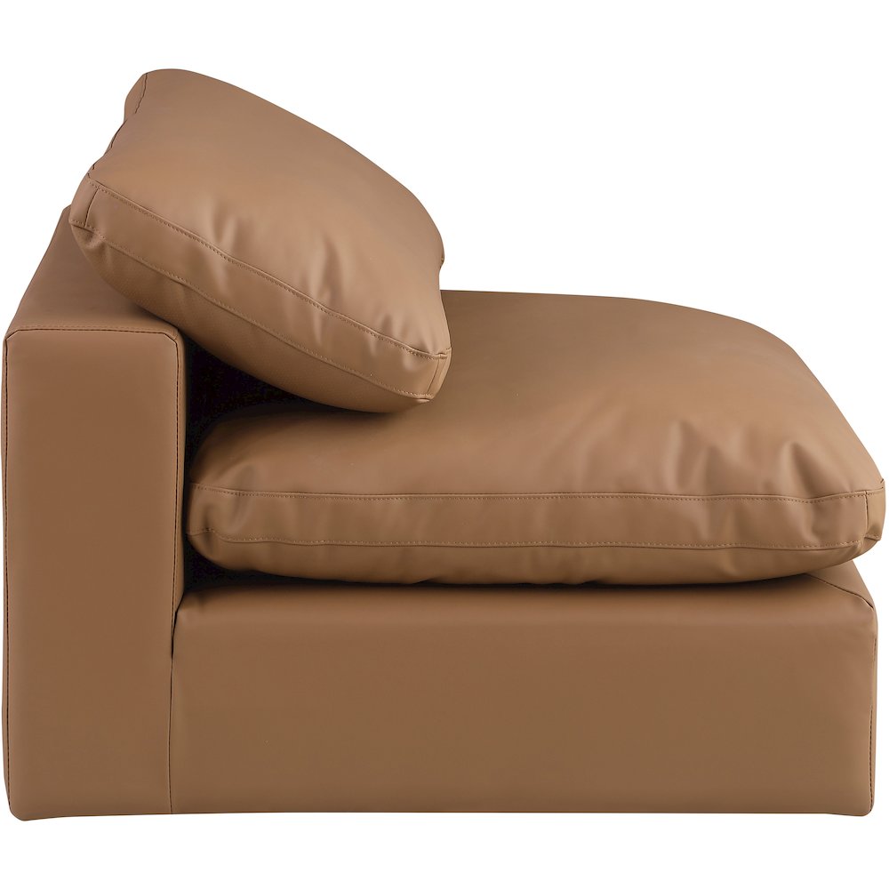 Comfy Cognac Vegan Leather Modular Armless Chair