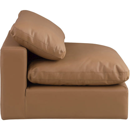 Comfy Cognac Vegan Leather Modular Armless Chair