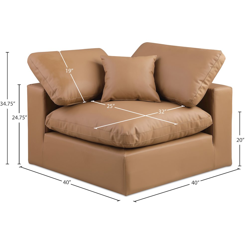 Comfy Cognac Vegan Leather Modular Corner Chair