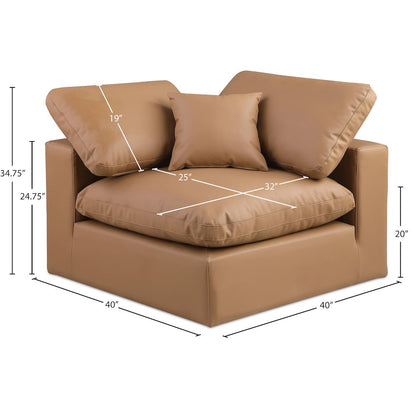 Comfy Cognac Vegan Leather Modular Corner Chair