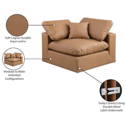 Comfy Cognac Vegan Leather Modular Corner Chair