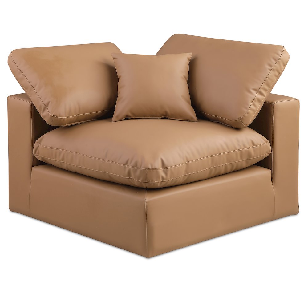 Comfy Cognac Vegan Leather Modular Corner Chair