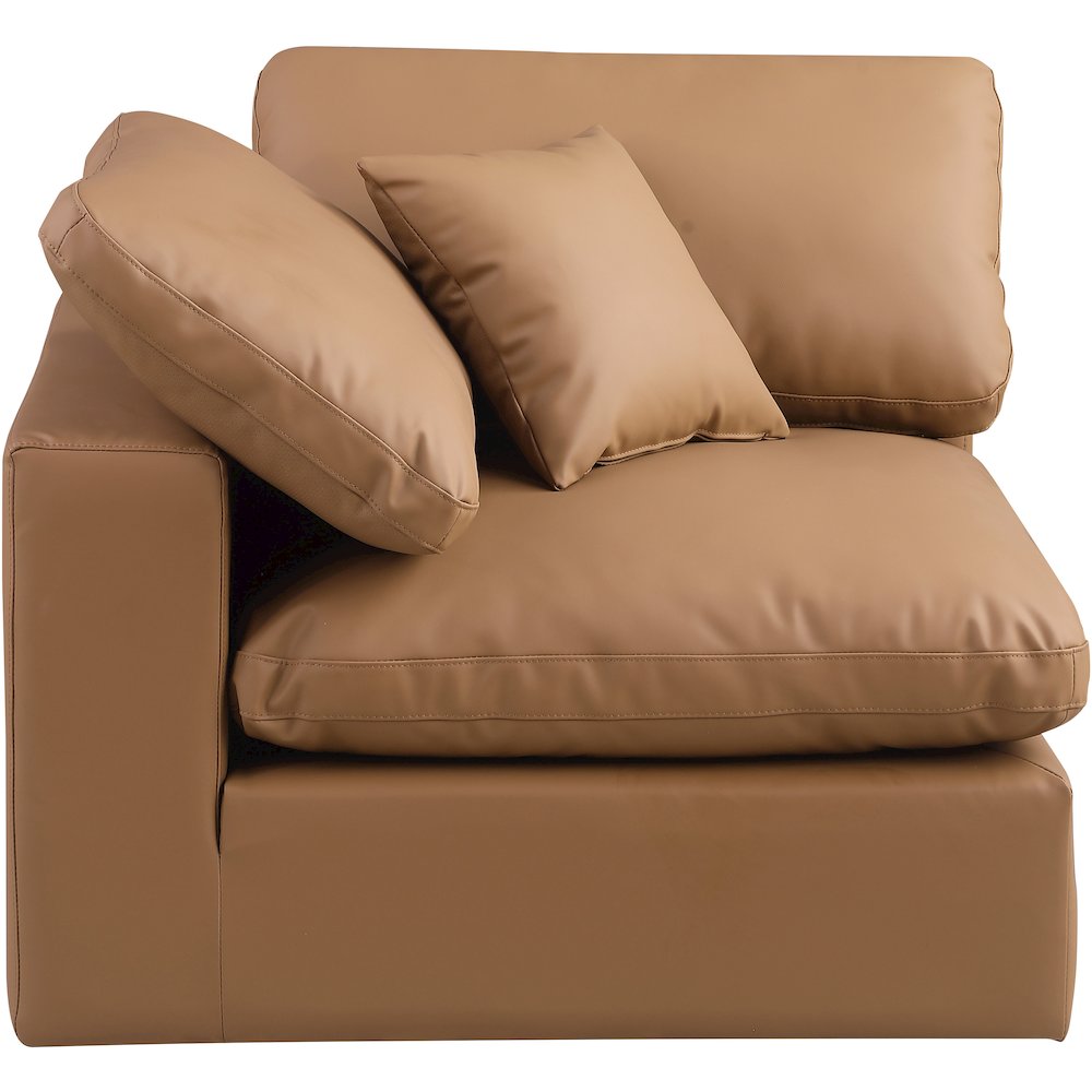 Comfy Cognac Vegan Leather Modular Corner Chair