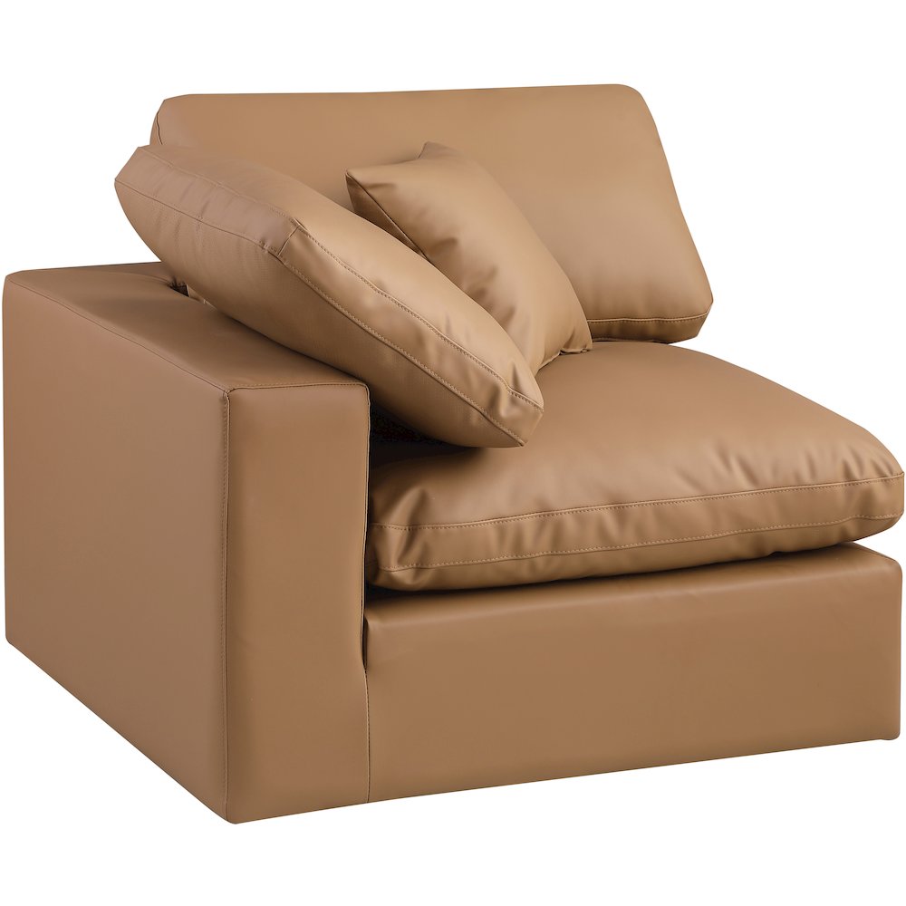 Comfy Cognac Vegan Leather Modular Corner Chair