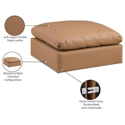 Comfy Cognac Vegan Leather Modular Ottoman