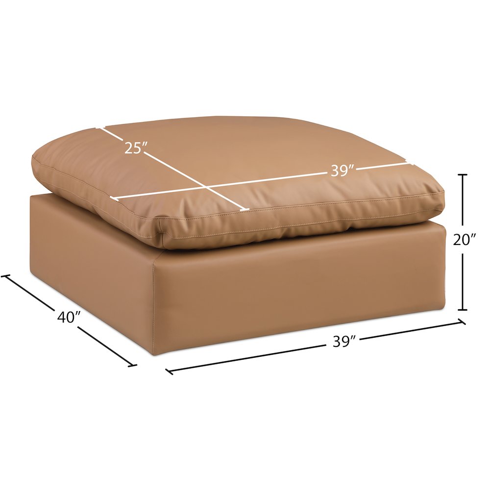 Comfy Cognac Vegan Leather Modular Ottoman